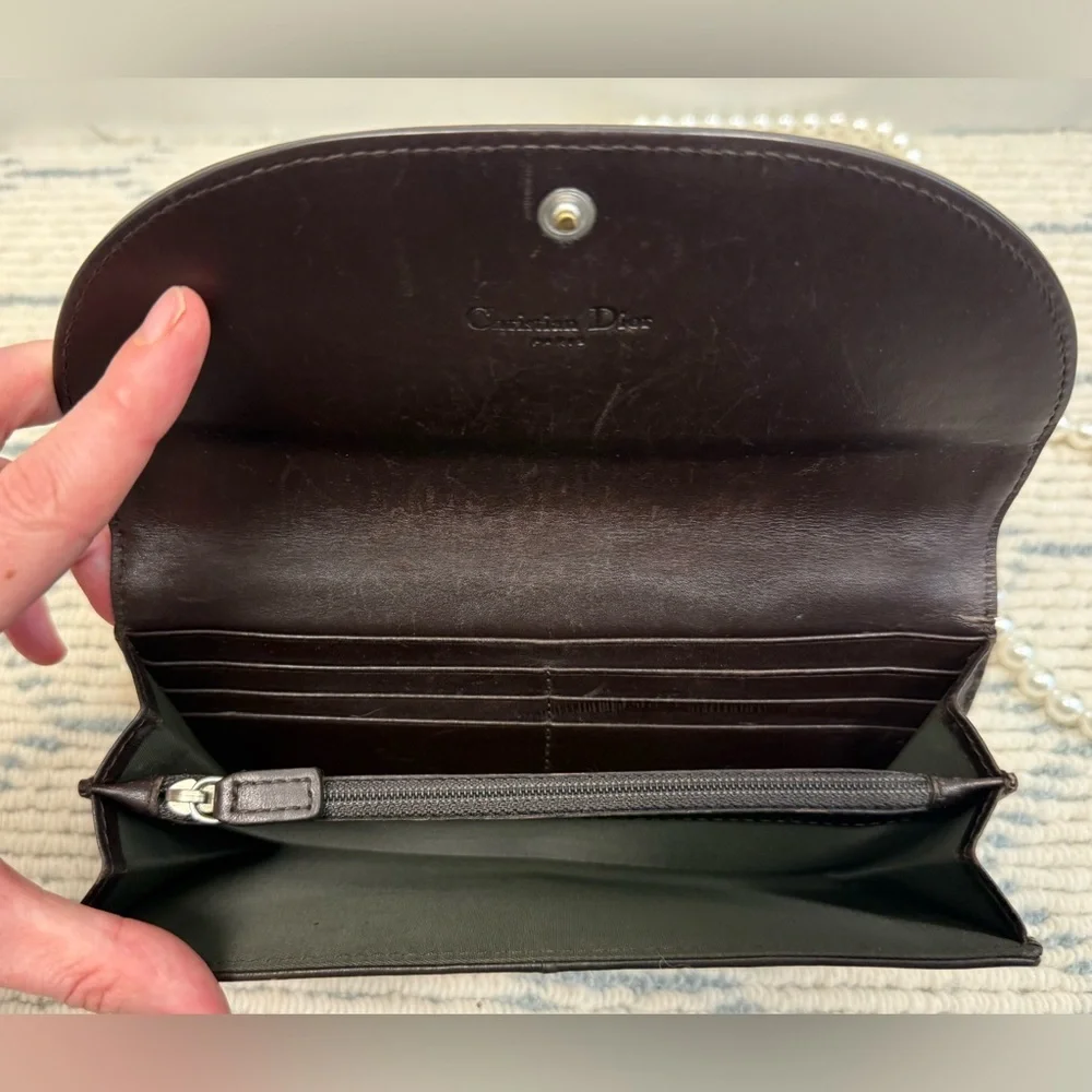 DIOR Vintage Y2K Romantique Brown Diorissimo Ribbon Canvas Leather W/ Crossbody
